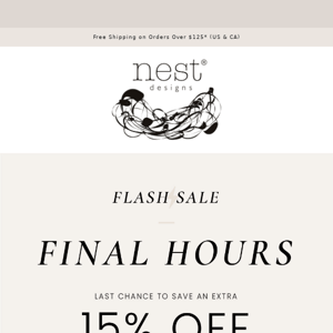 Final Hours! Last Chance to Save An Extra 15%