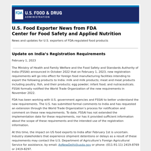 Update on India’s Registration Requirements