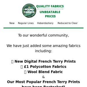 ❤️ Stunning New Digital French Terry Prints ❤️