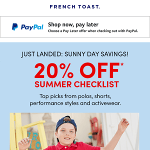 Sunny Day Savings with 20% Off