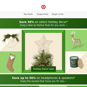 30% off select holiday decor ☃️