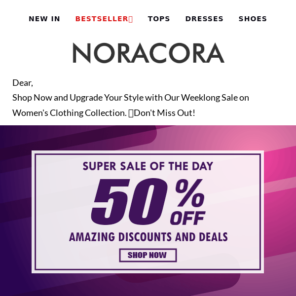 Noracora Emails, Sales & Deals - Page 1