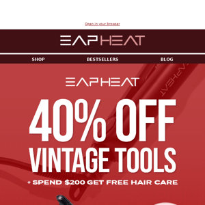 🔥 Get 40% OFF All Vintage Hot Tools ❗