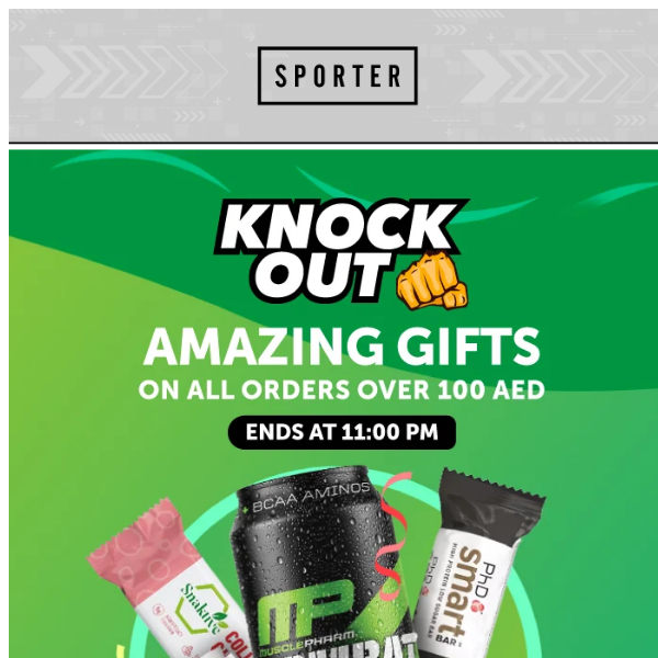 The Knockout Offers End Tonight 👊 Free Gifts Worth up to AED 175