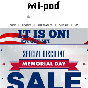 Mi-Pod Online | Memorial Day Sale Is On | 15% Sitewide Savings