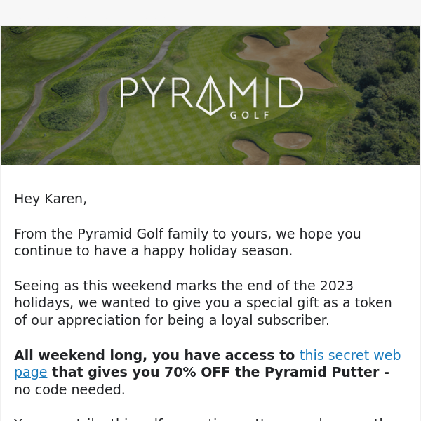 Enjoy our holiday gift to Pyramid golfers 🎁🏌️‍♂️