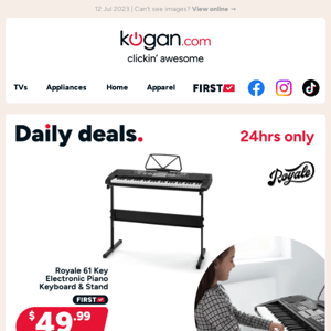 Daily deals: Royale 61 key electronic piano keyboard & stand only $49.99 (Rising to $199.99) - That's the sound of an awesome deal!
