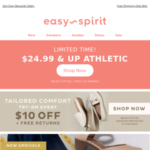 $24.99 & up Athletic Styles + $10 Off Try-On Event