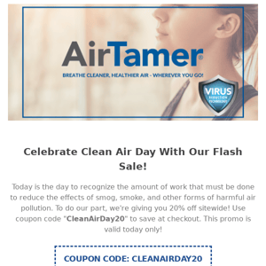 Celebrate Clean Air Day With Us! Get 20% Off AirTamer!