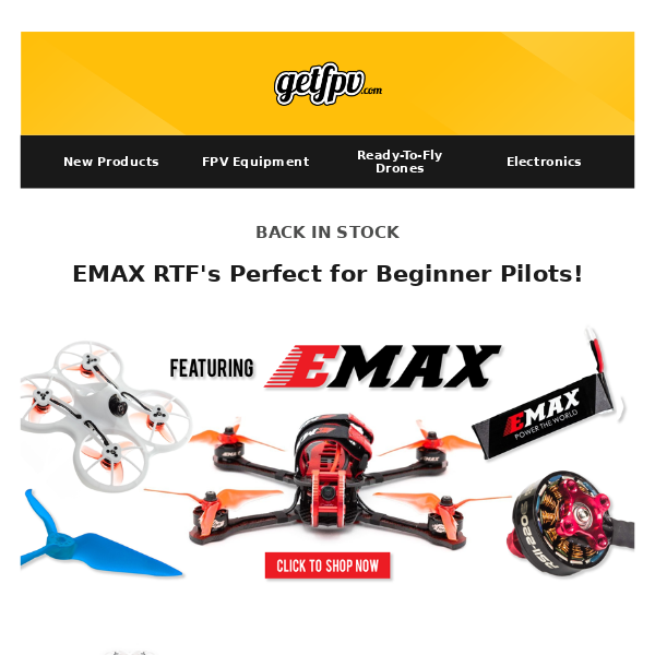 🚀  Back in Stock: EMAX Beginner RTF's, Happymodel Gear |  New Products: Vanover Vannystyle 5" Frame 🚀