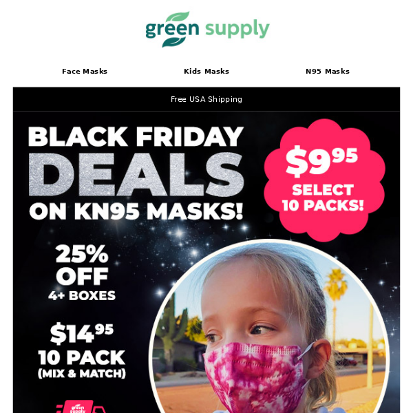 😷Black Friday Sale! $9.95 KN95 Mask 10 Packs for Kids and Adults!