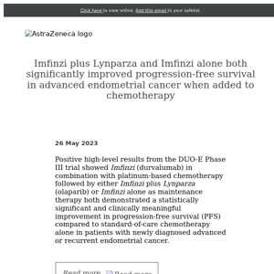 Imfinzi + Lynparza prolonged PFS in endometrial cancer