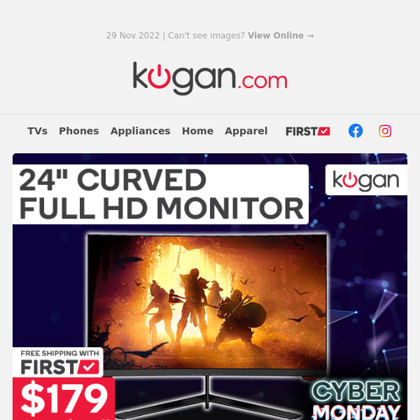 Cyber Monday - 24" Curved Full HD Monitor $179 🖥️ | Hurry, Sale Ends Wednesday!