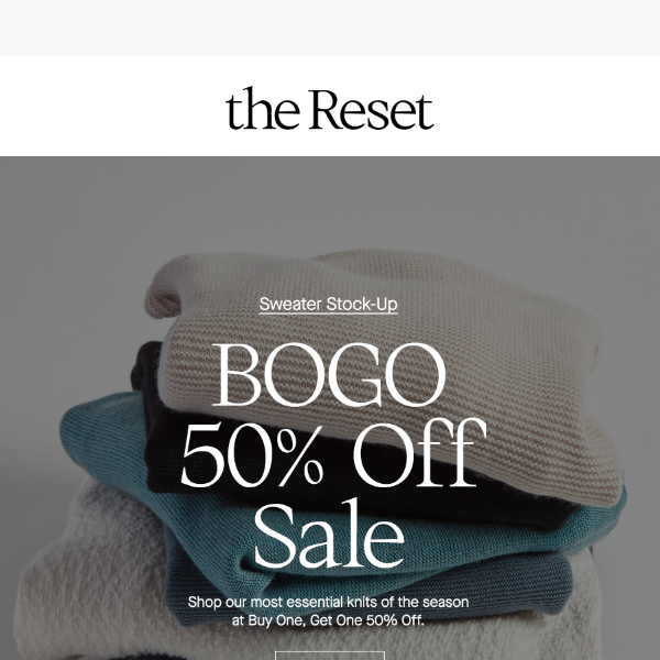 BOGO 50% Off Sweaters Starts Now!