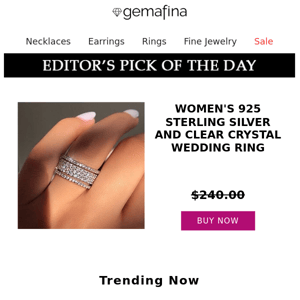 Editor's Pick: Women's 925 Sterling Silver and Clear Crystal Wedding Ring