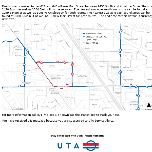 Routes 628 and 640 on Detour