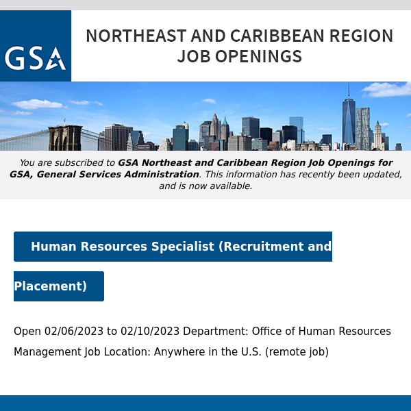 New/Current Job Opportunities in the GSA Northeast & Caribbean Region