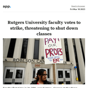 News alert: Rutgers University faculty votes to strike, threatening to shut down classes