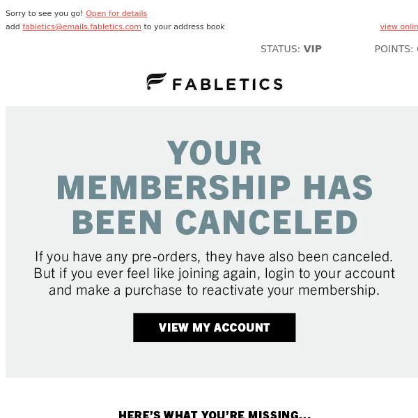 You’ve canceled your membership