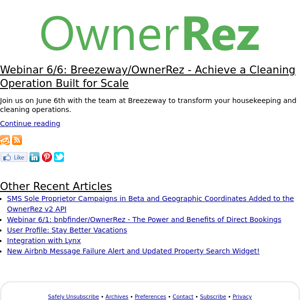 The OwnerRez Blog - Webinar 6/6: Breezeway/OwnerRez - Achieve a Cleaning Operation Built for Scale