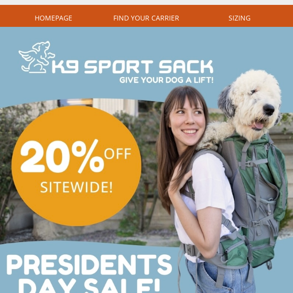 Save 20% over President's Day Weekend
