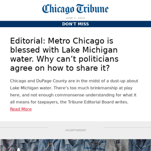 Editorial: Metro Chicago is blessed with Lake Michigan water. Why can’t politicians agree on how to share it?