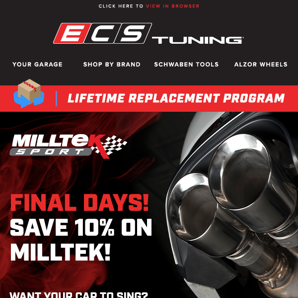 Final Days To Save 10% On Milltek Sport Exhaust