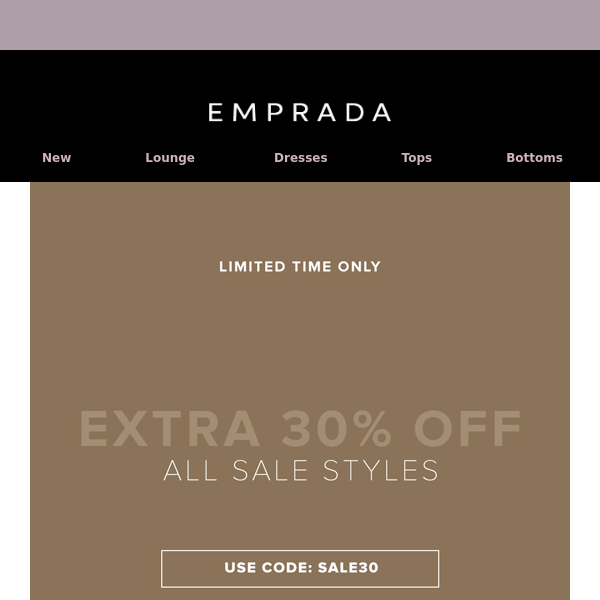 Take An Extra 30% Off On Sale!