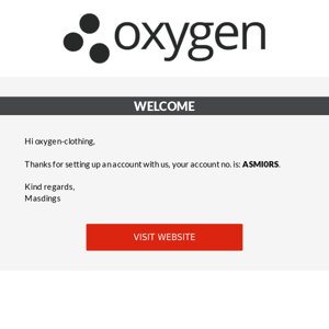 New customer registration at Oxygenclothing.co.uk