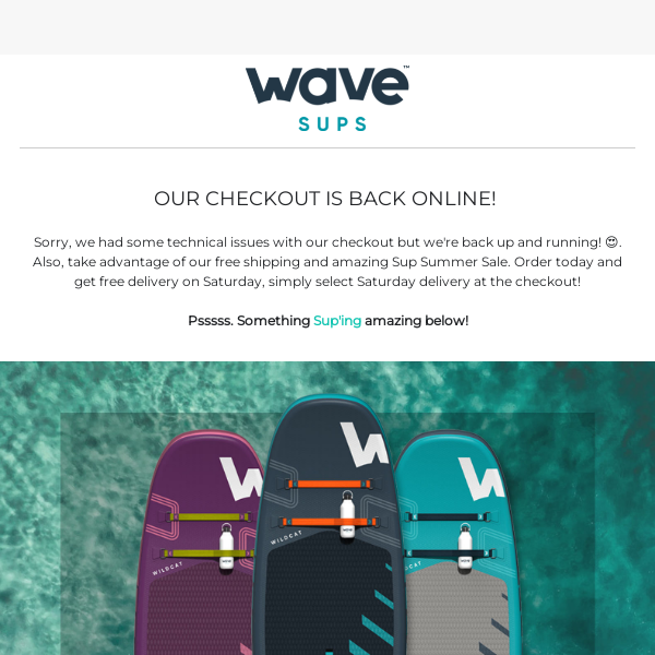 Our Checkout is Back Online! 💻😇🏄‍♂️