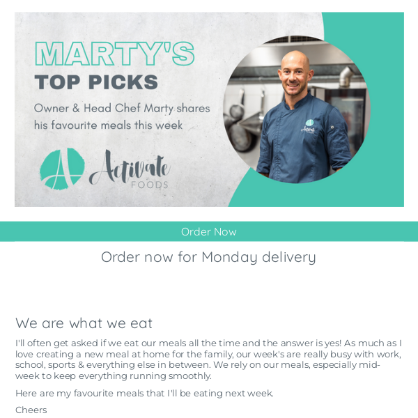 See what Marty is eating this week 🧑🏻‍🍳
