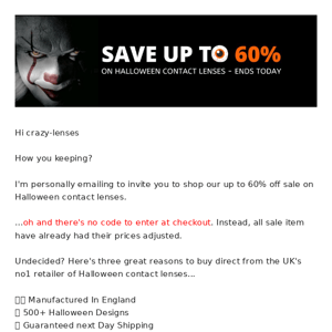 FW: Fancy 60% Off Halloween contact lenses? 🎃