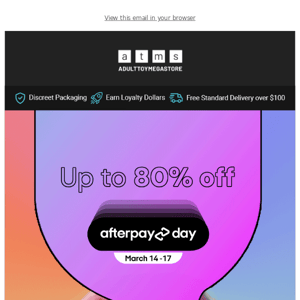 Afterpay Day now on! 🔥 80% off Selected Items
