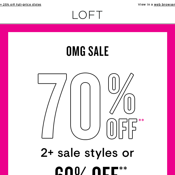 OMG Sale is almost over! 70% off 2+ sale styles