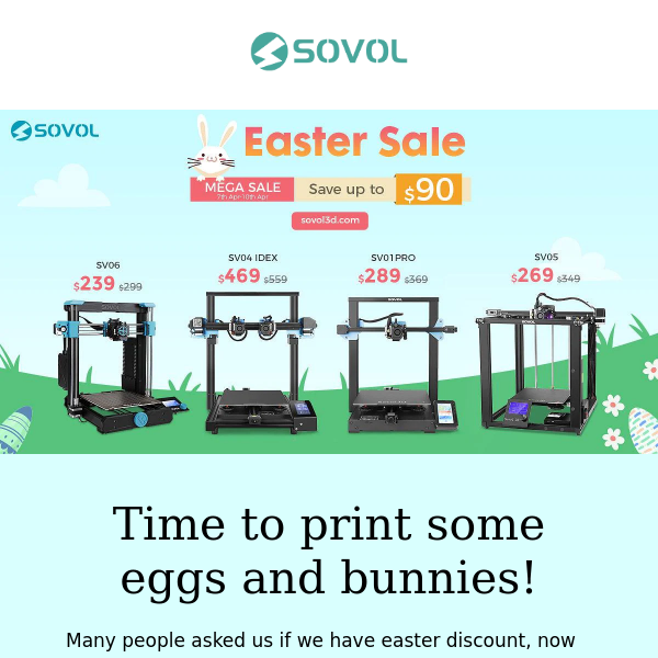 Sovol Easter Sale save up to $90!🤩