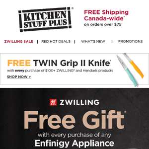 FREE* With Every Enfinigy Appliance!