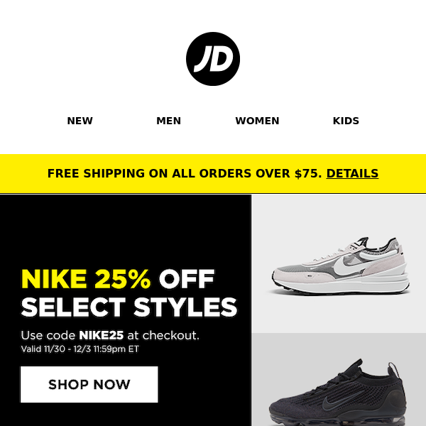 25% Off iconic styles from Nike