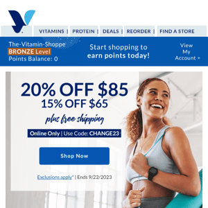 The Vitamin Shoppe: Up to 20% off is yours!