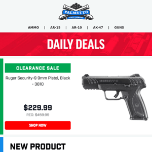 Hot Clearance Deal! | Ruger Security-9 9mm Pistol, Black $229.99!