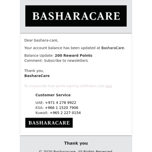 Your balance at BasharaCare has been updated