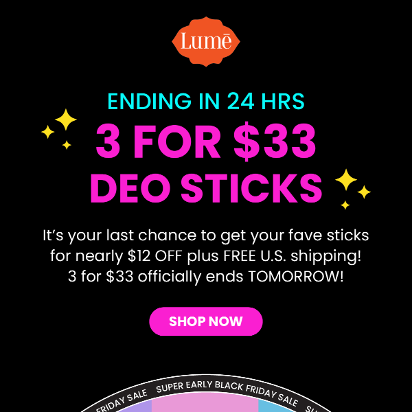 LAST CALL: 3 for $33 Deo Sticks!🚨