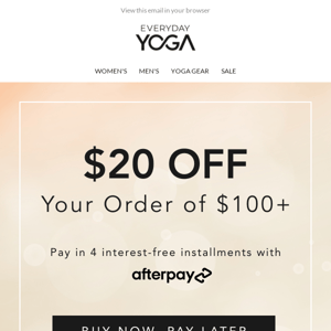 Take $20 off orders of $100 or more