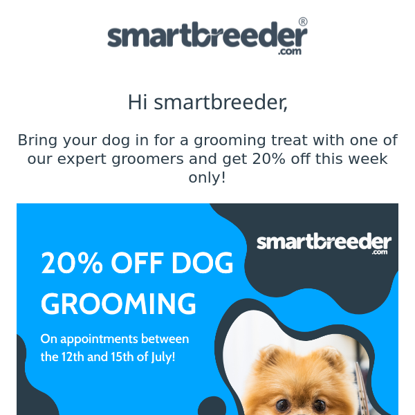 20% off Dog Grooming!