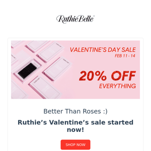 ❤️ Ruthie's Valentine sale is on! 20% off everything