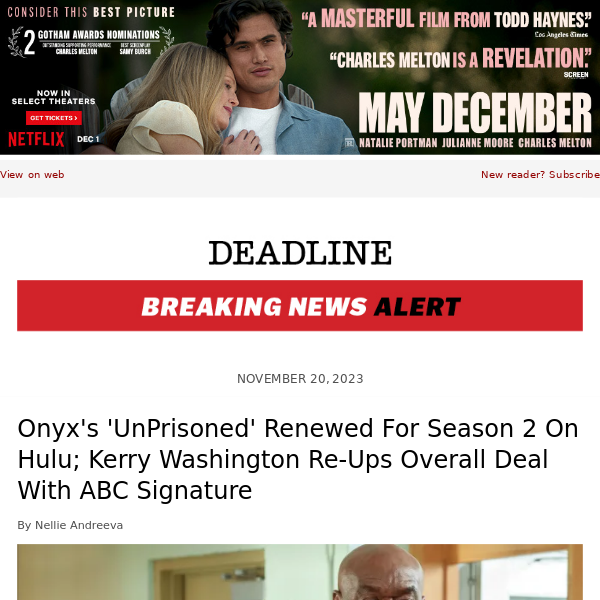 Onyx's 'UnPrisoned' Renewed For Season 2 On Hulu; Kerry Washington Re-Ups Overall Deal With ABC Signature