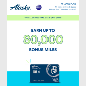 Alaska Airlines, don’t miss your chance at this 80,000 bonus mile offer!