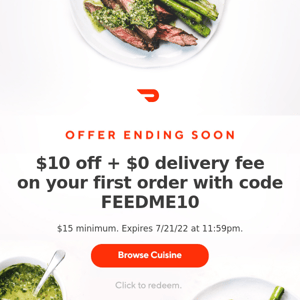 DoorDash: Your $10 offer is about to expire