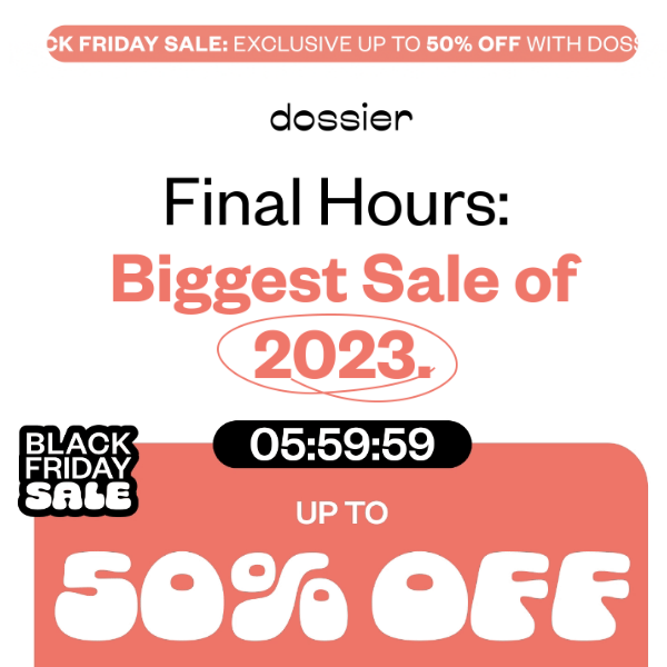 LAST FEW HOURS: Up to 50% Off