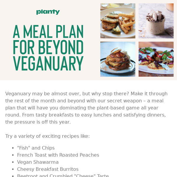 Get through Veganuary with our meal plan + 30% off!