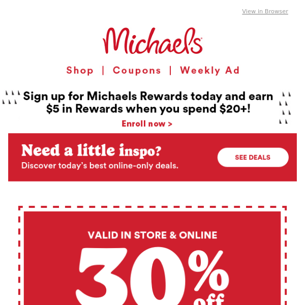 Michaels Coupons - 25% OFF in December 2023